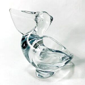 Vintage Sasaki Crystal Art Glass Open Pelican Candy or Nut Dish Trinket Bowl